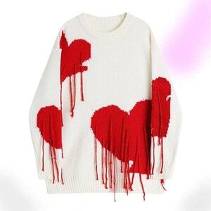 Red & White Heart Pattern Sweater